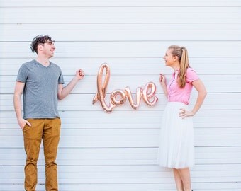 Rose Gold Love Balloon - Engagement Party Decor - Bridal Shower Balloon Decor - Baby Shower Decor - Wedding Balloon - Wedding Photo Prop