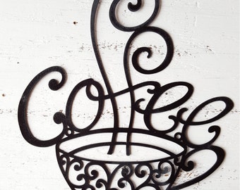 Coffee Sign Kitchen Signs Coffee Bar Sign Metal Coffee Sign Kitchen Decor Farmhouse Decor Urban Loft Decor Black Coffee Sign