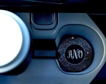 Personalized Car Coasters/Monogrammed Car Coasters/Glitter Inspired Car Coasters/Personalized Gift/Sandstone Coasters/Customized Monogram