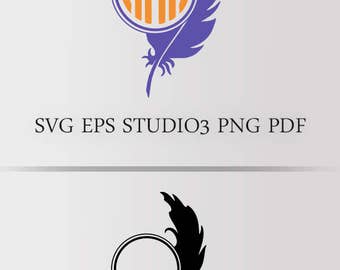 Feather Monogram Frame SVG digital download file for Silhouette Cricut vector graphics Vinyl Cutting Machine Screen Printing, EPS, Studio