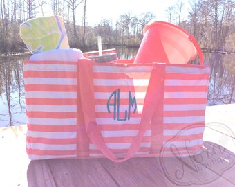 Monogramed Large Utility Tote- Beach Bag