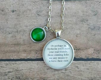 Slytherin Sorting Hat Necklace/ Harry Potter Jewelry/ Harry Potter Necklace/ Harry Potter Birthday Gift/ Bridal Party Gifts/ Gifts for Her