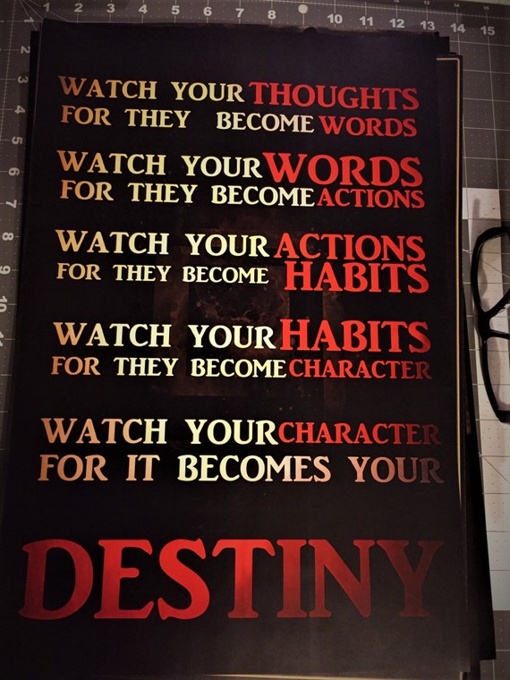 Your Character Becomes Your Destiny 18x12 inch Poster.