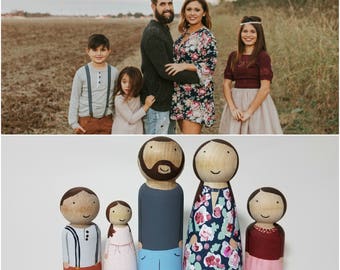 Custom Peg Doll, Peg Doll for Custom Family, Wooden Toys, Dollhouse People, Unique Home Decor