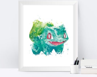 Pokemon Bulbasaur Watercolor Printable Art Pokemon Decor Poster Print Pokemon Gift Bulbasaur Print Pokemon Go Birthday Christmas Gift