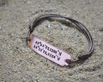 Mens Bracelet, Copper Bracelet, Personalized Couples Bracelets, Coordinate Bracelet, Custom Message Bracelet, Adjustable Bracelet