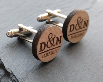 Custom Cufflinks Wedding Cufflinks Wood Cufflinks Mens Cufflinks Groom Cufflinks Personalised Cufflinks