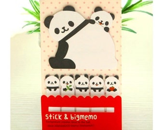 Panda Sticky Notes, kawaii stationery, panda memo pad, cute sticky tabs, planner tabs, animal stationery, sticker tabs, cute post it notes