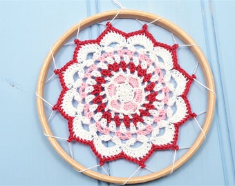 Bohemian mandala wall hanging, embroidery hoop art, doily wall decor, wedding decor, housewarming gift