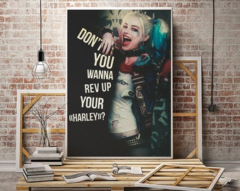 Harley Quinn Poster print quote home decor wedding Suicide squad wall art arkham asylum city dc birthday party for kids for man for woman