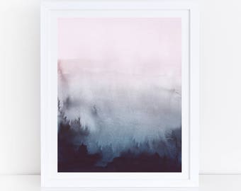 Pink Blue Abstract Art, Blue Pink Watercolor Print, Watercolor Printable Art, Abstract Watercolor Print, Pink Navy Print, Modern Wall Art