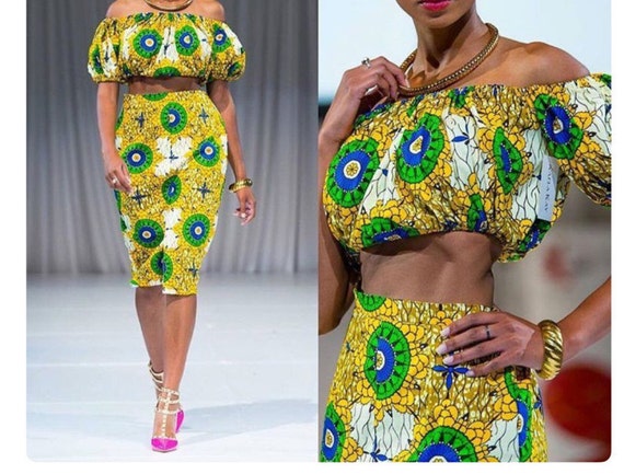 Ankara Skirt And Off Shoulder Crop Top By Lagos2dakar On Etsy