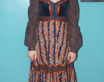 Vintage Gunne Sax Calico Floral Prairie Dress