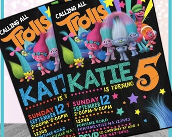 SALE REDUCED! Trolls Invitation Personalized Digital File 24hour Turn Around