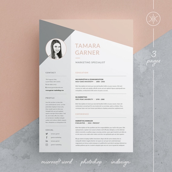 Tamara Resume/CV Template Word Photoshop InDesign