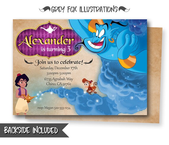 Aladdin Birthday Invitations 1