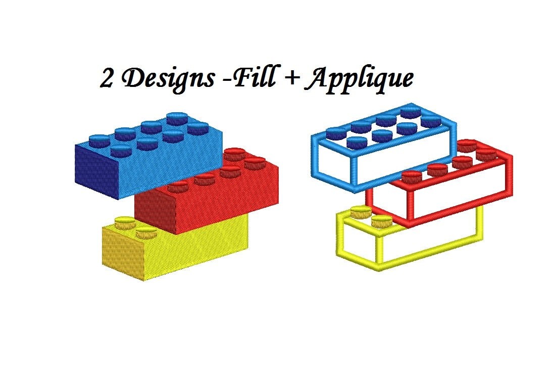 Lego Blocks Embroidery Lego Bricks applique 2 designs