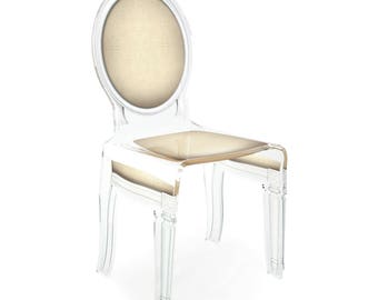 Acrylic Sixteen Taupe Medallion Chair