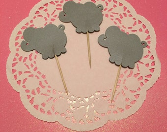 12 Elephant Cupcake Toppers