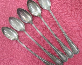 Five Very Vintage Iced Tea Spoons - Madison Silverplate - Niagara Falls Silver Co. 1914