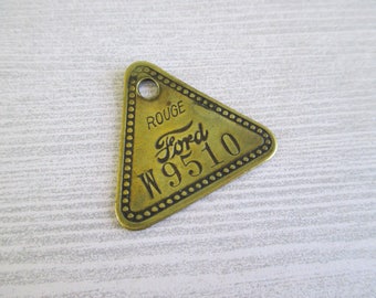 Vintage Brass Ford Motor Co. Rouge Tool Tag