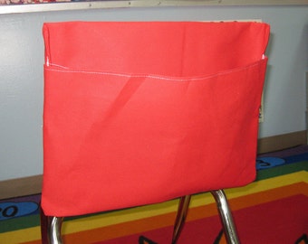 1 RED Chair Pockets Seat Desk Sack Colored Duck Cloth Chair Pocket Factory Chair Pockets are Washable YOU CHOOSE the SiZE