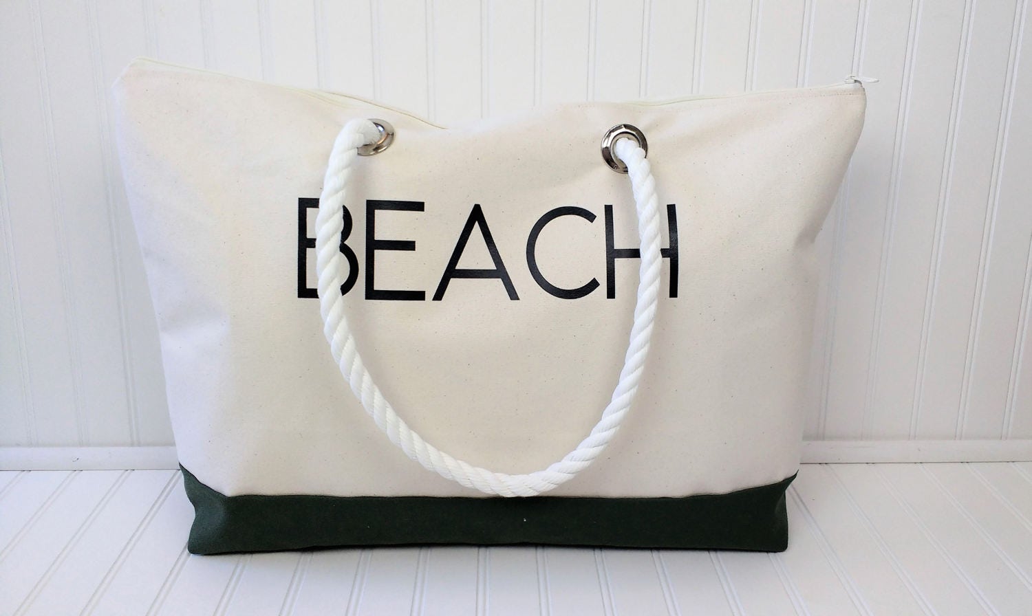 Extra Large Beach Bag Zippered Beach Bag Canvas Beach Bag