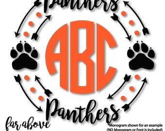 Panther Paw Monogram Frame (monogram NOT included) - SVG, DXF, png, jpg digital cut file for Silhouette or Cricut