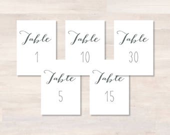 Instant Download Printable Table Numbers 1-30, JAYDEN+LARA, 4x6 Table Numbers, Gray, DIY Wedding Table Card, Wedding Table Cards, Reception