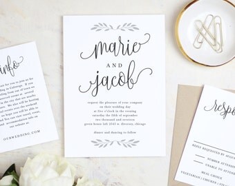 Printable Wedding Invitation Template | Rustic Calligraphy | Word or Pages | MAC or PC | Editable Artwork Colors - Instant DOWNLOAD