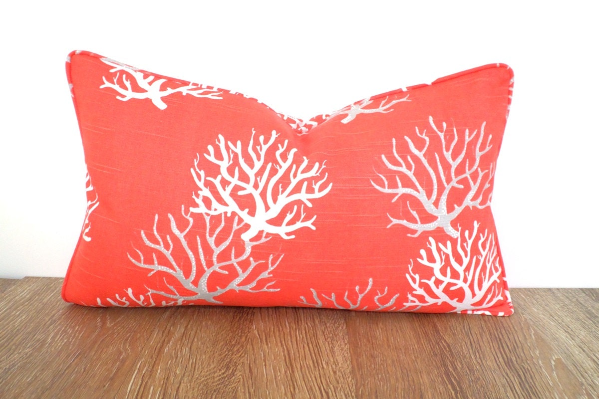 Coral pillow cover for beach cottage decornautical lumbar