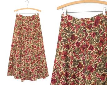 Vintage Floral Skirt * 90s Maxi Skirt * Romantic Sweeping Skirt * Medium