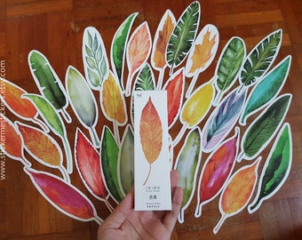 PACK OF 30, LEAF Bookmark, Leaves Bookmark, Plant Bookmark, Tropical Bookmark, Leaf Book Mark, Gardening, Gardener, Nature Bookmark