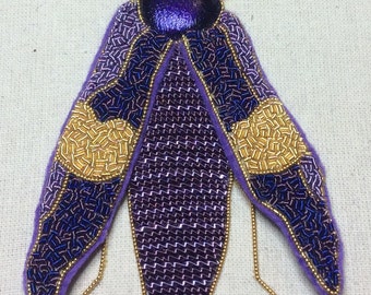 Goldwork embroidery kit, hand stitching, DIY kit, stumpwork - the beetle