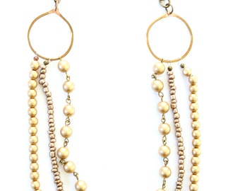 Gold beaded statement necklace, multi layer necklace