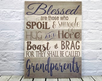 Grandparents Sign, Wood Sign, grandparents gift, grandma gift, Mother's Day gift, gift for grandparent, grandparents rules, grandpa Gift