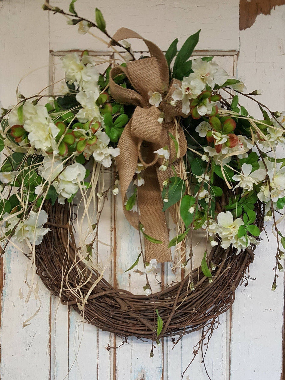 Front Door Wreath farmhouse wedding wreath Burlap Wreath