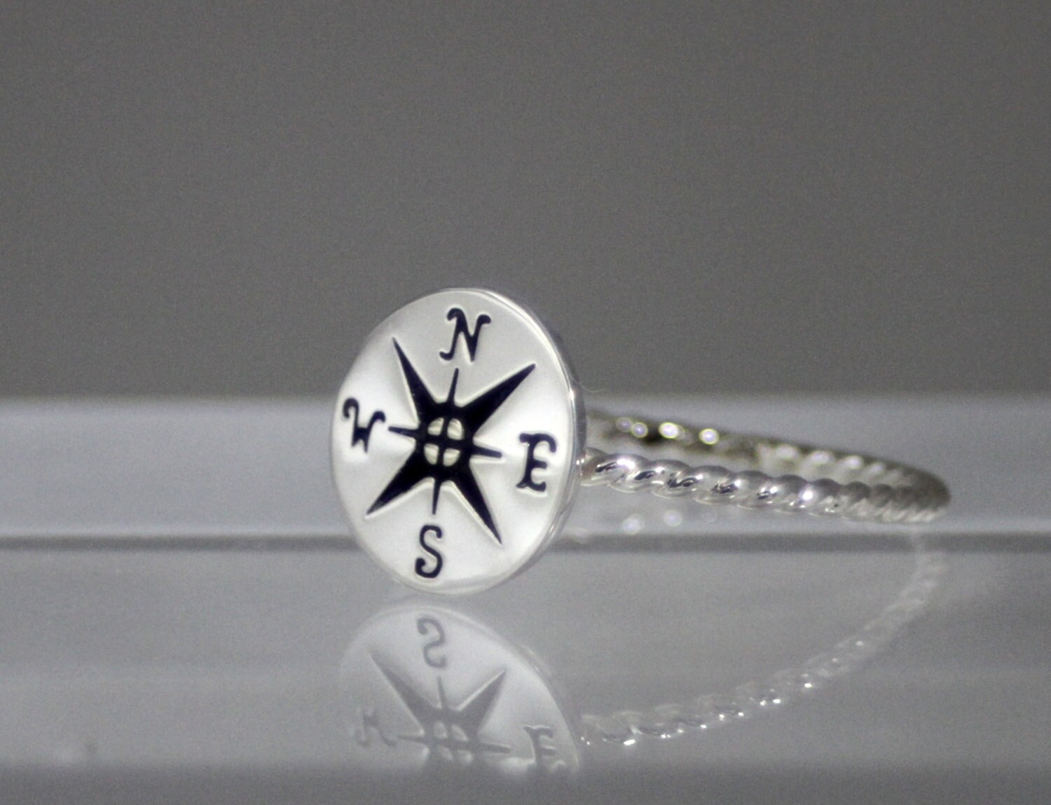 compass ring sterling silver compass ring nautical ring