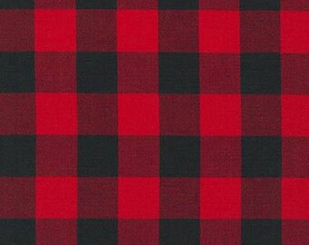 Curtain Panels or Valance - Red black buffalo check