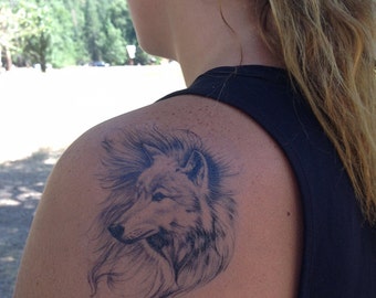 Wolf Temporary Tattoo - Wolf Tattoo - Arctic Wolf - Temporary Tattoo - Nature Tattoo - Wolf Art - Winter Tattoo