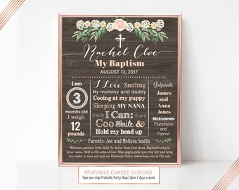 Floral Rustic Baptism Chalkboard Sign, Baptism Milestone Sign, Baptism Decor, Baptism Prop, Christening Photo Pro, Printable Sign