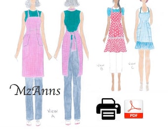 Kitchen Apron Printable Pattern | Apron Pattern | Immediate Download | Woman's Apron Pattern | Kitchen Apron Pattern