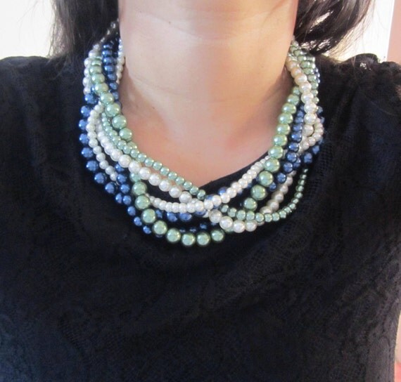 Multi Strand Necklace Twisted Pearl Necklace Statement