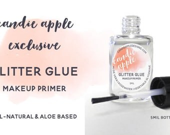 GLITTER GLUE - All Natural Adhesive for Cosmetic Glitter, 5mil Bottle of Aloe-based Eyeshadow Primer for Makeup Glitter (E001)