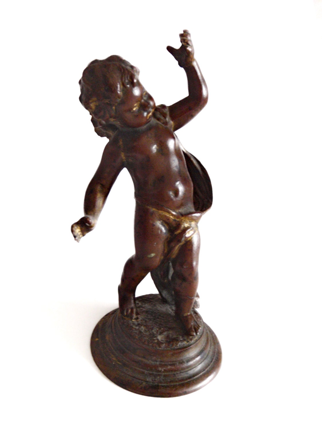 Antique Bronze Cherub Sculpture Art Nouveau Cherubim