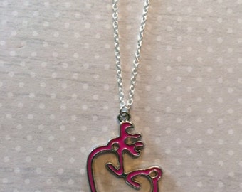 Hunting - Hunting Gifts - Deer Necklace - Deer Jewelry - Deer Pendant - Hunter Gifts - Buck and Doe Necklace - Buck and Doe - Heart Necklace