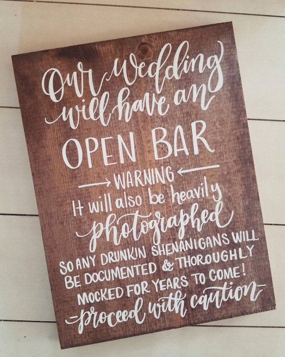 Download Wedding Open Bar Sign READY TO SHIP Rustic Wedding Signs