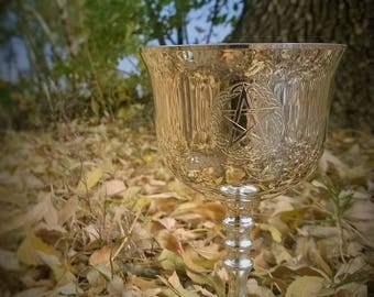 Pentagram Pentacle Chalice Goblet with Celtic Knots So Beautiful Witch Ritual Chalice Wiccan Pagan Altar Tool Medieval Goblet