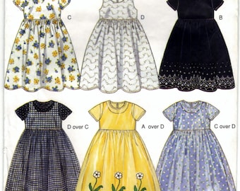 New Look 6850 Pattern Non Vintage Kids Dresses And Robes Six Sizes In One