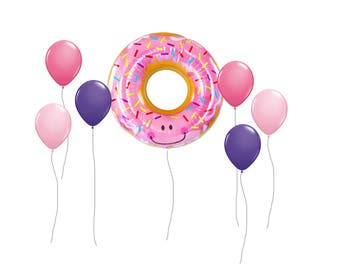 Donut Balloon, Jumbo 30" Donut Balloon Set, Kids Party Balloon, Birthday Party Balloon, Party Decor, Sweet Table Decor, Sweet Table Banner